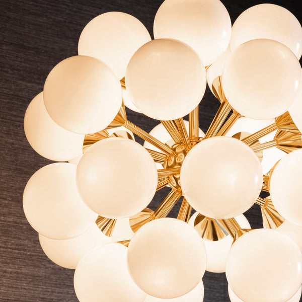 Endon Oscar 28 Light 76499 Chandelier Finished In Brushed Brass With White Glass Shades