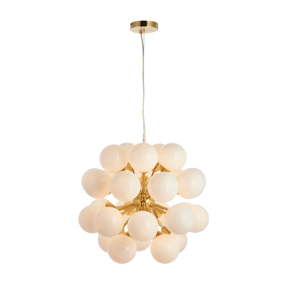 Endon Oscar 28 Light 77587 Chandelier Finished Nickel-Plate With White Glass Shades