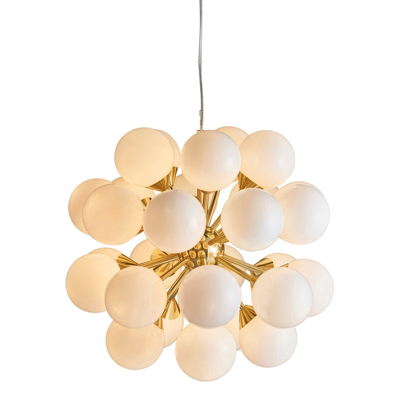 Endon Oscar 28 Light 77587 Chandelier Finished Nickel-Plate With White Glass Shades