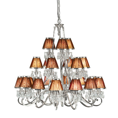 Interiors 1900 Oksana Nickel 21 Light 63510 Crystal Candle Chandelier & Chocolate Shades