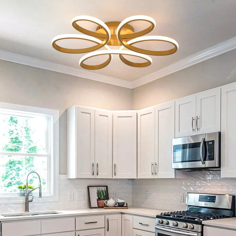 Lush Carvene Multi Hoop Pendant Light Aluminum