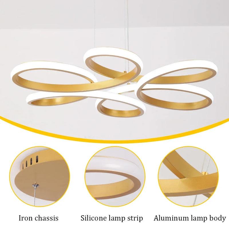 Lush Carvene Multi Hoop Pendant Light Aluminum