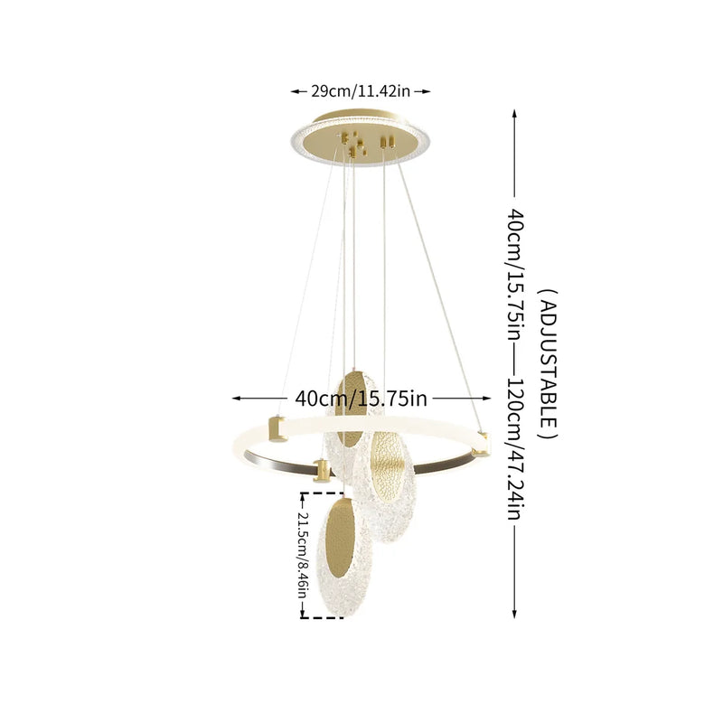 Lush Queen 3-Light Multi Hoop Pendant Light Gold & Clear Crystal
