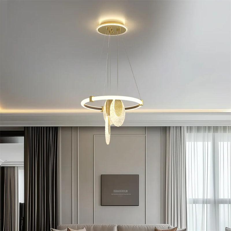 Lush Queen 3-Light Multi Hoop Pendant Light Gold & Clear Crystal