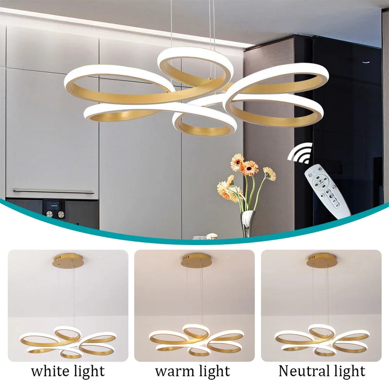 Lush Carvene Multi Hoop Pendant Light Aluminum