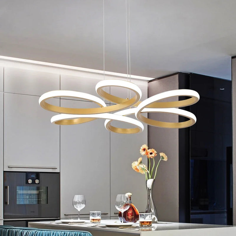 Lush Carvene Multi Hoop Pendant Light Aluminum