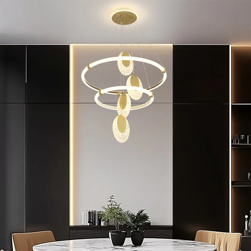 Lush Queen 3-Light Multi Hoop Pendant Light Gold & Clear Crystal