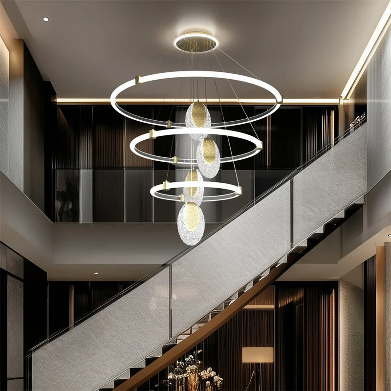 Lush Queen 3-Light Multi Hoop Pendant Light Gold & Clear Crystal