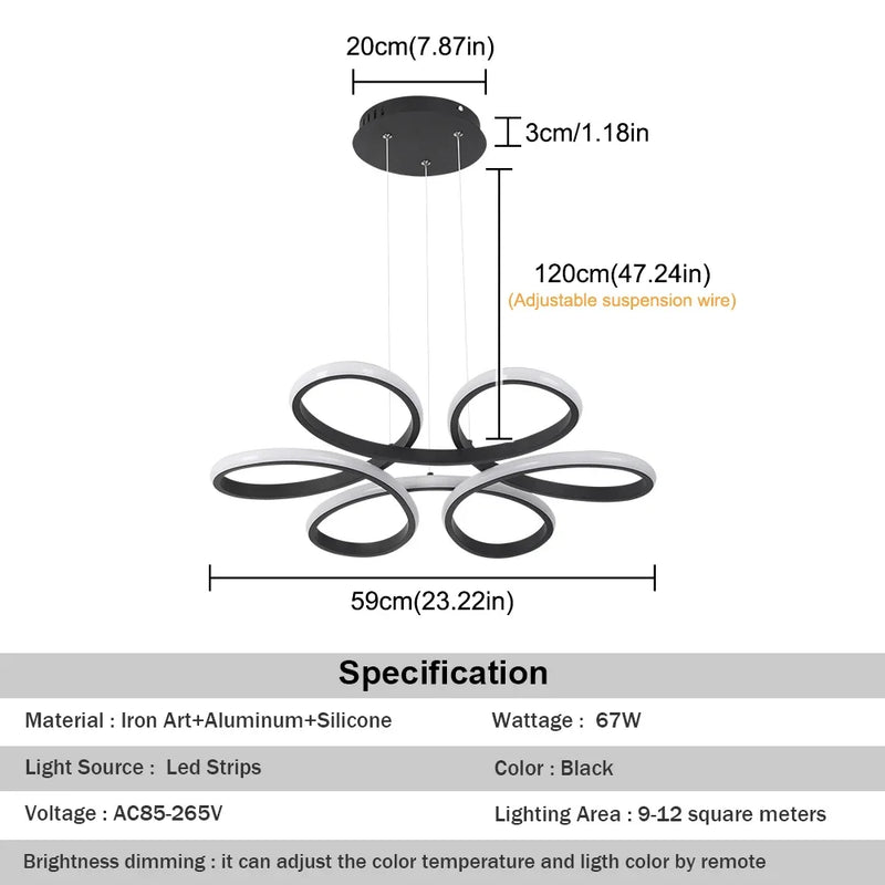 Lush Carvene Multi Hoop Pendant Light Aluminum