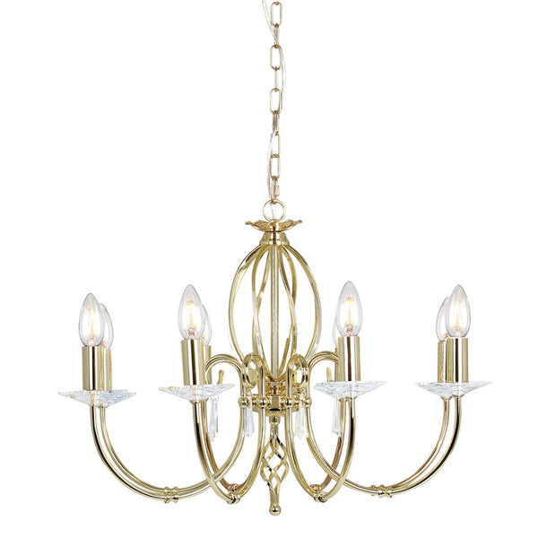 Elstead Aegean 8 Light Chandelier - Polished Brass