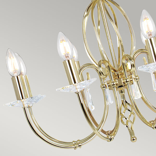 Elstead Aegean 8 Light Chandelier - Polished Brass
