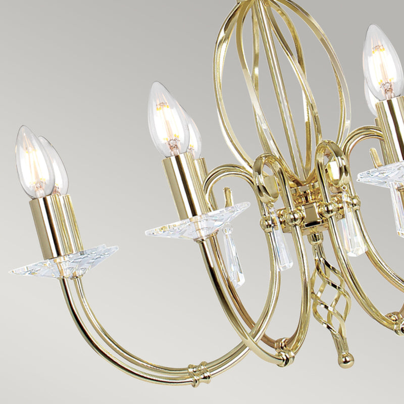 Elstead Aegean 8 Light Chandelier - Polished Brass