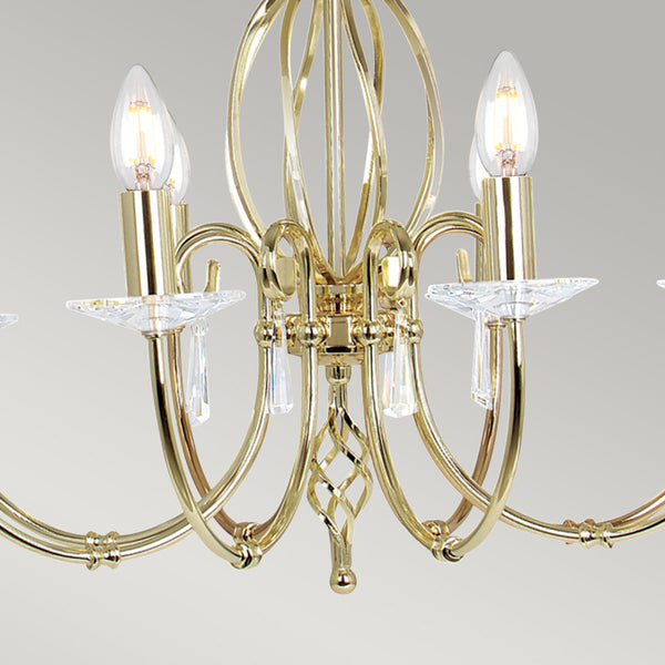 Elstead Aegean 8 Light Chandelier - Polished Brass