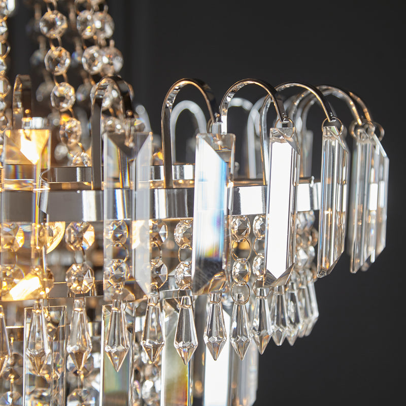 Amadis 6 Light Pendant close up showing faceted crystal drops