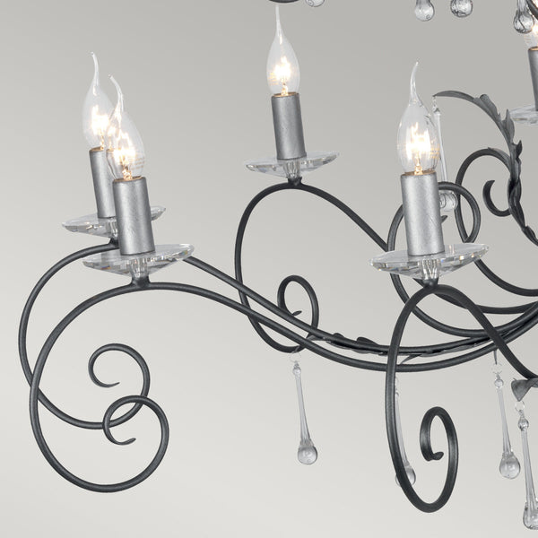 Elstead Amarilli 15 Light Chandelier - Black/Silver