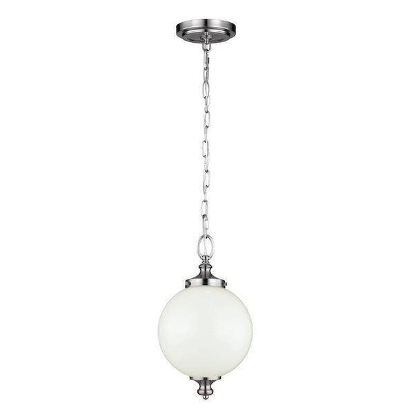 Elstead Parkman 1-Light Small Globe Pendant Light Brushed Steel – A sleek and elegant pendant light with a minimalist brushed steel finish, ideal for modern and classic interiors. Height adjustable for versatility, this dimmable fixture is perfect for kitchens, dining rooms, or hallways.