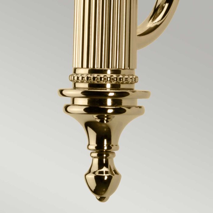 Elstead Carroll 1 Light Wall Light in polished brass with a solid brass body and elegant finish. IP44-rated for bathroom use, includes a 3W LED G9 bulb. Provides warm 3000K illumination with a stylish design.
