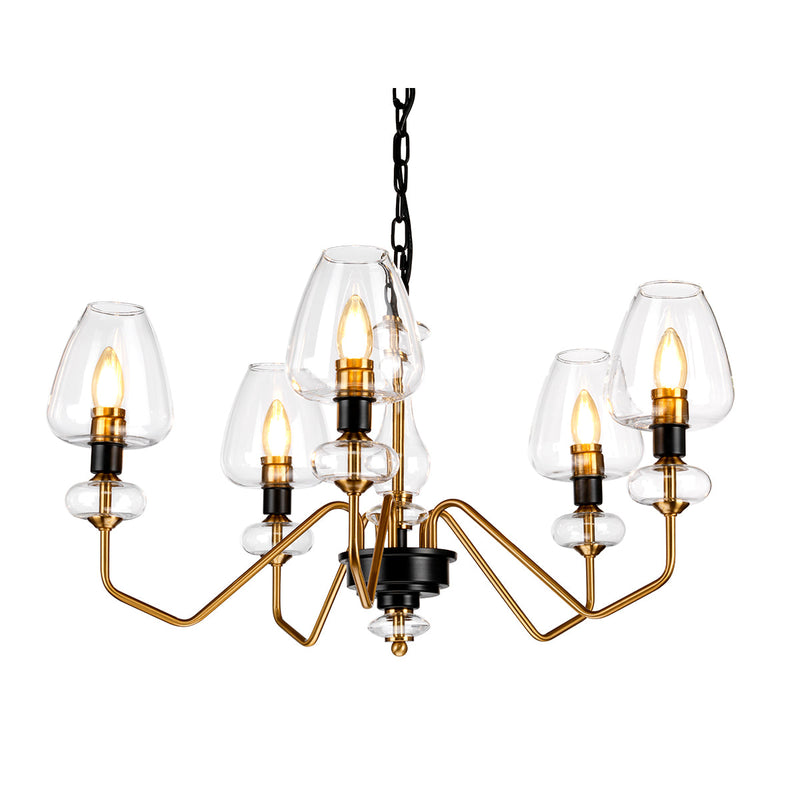 Elstead Armand is a large range of ceiling fittings suitable for a wide array of interior spaces, in two very contrasting finishes of edgy aged brass/charcoal or classic polished nickel. Its unique glass shades and angular arms create a bold silhouette and a twist on the classic J arm fitting style.