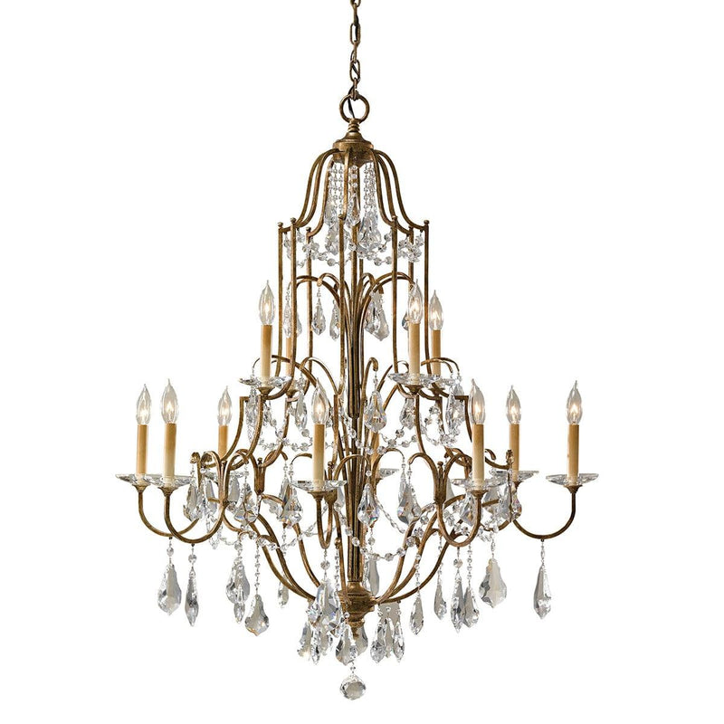 Elstead Valentina 12-Light Multi-Tier Chandelier in Bronze – A grand, multi-tier chandelier with twelve lights, a rich bronze finish, and intricate detailing. Featuring adjustable height and dimmable functionality, this luxurious statement piece is ideal for large spaces and traditional interiors. Uses 12 x E14 bulbs (not included).