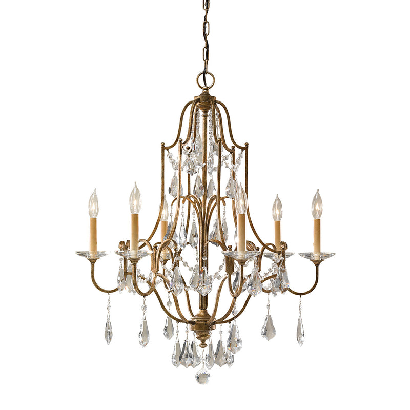 Elstead Valentina 6-Light Ceiling Light Oxidized Bronze – A luxurious chandelier featuring a rich oxidized bronze finish, clear polished glass crystals, and crystal bobeches. Dimmable and height-adjustable, this elegant ceiling light is perfect for dining rooms, entryways, and statement interiors, offering a timeless and radiant glow.