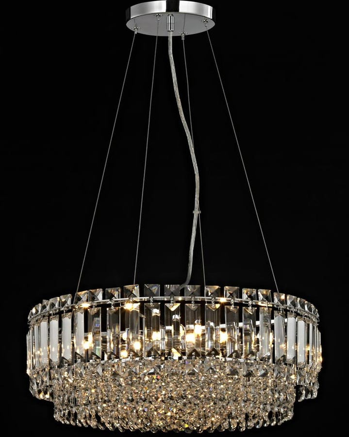 impex alvery 8 light crystal round crystal pendant ceiling light in polished chrome, perfect for kitchen island light, bedroom ceiling light 