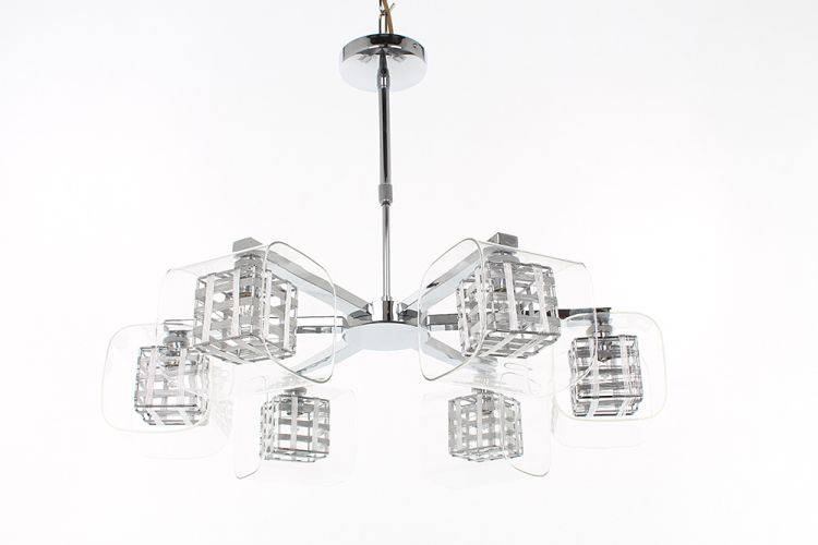Impex Avignon 6-Light Rectangular Pendant Light in Chrome features a polished finish, sleek metal frame, and six G9 lights, offering modern elegance and bright illumination for stylish interiors.