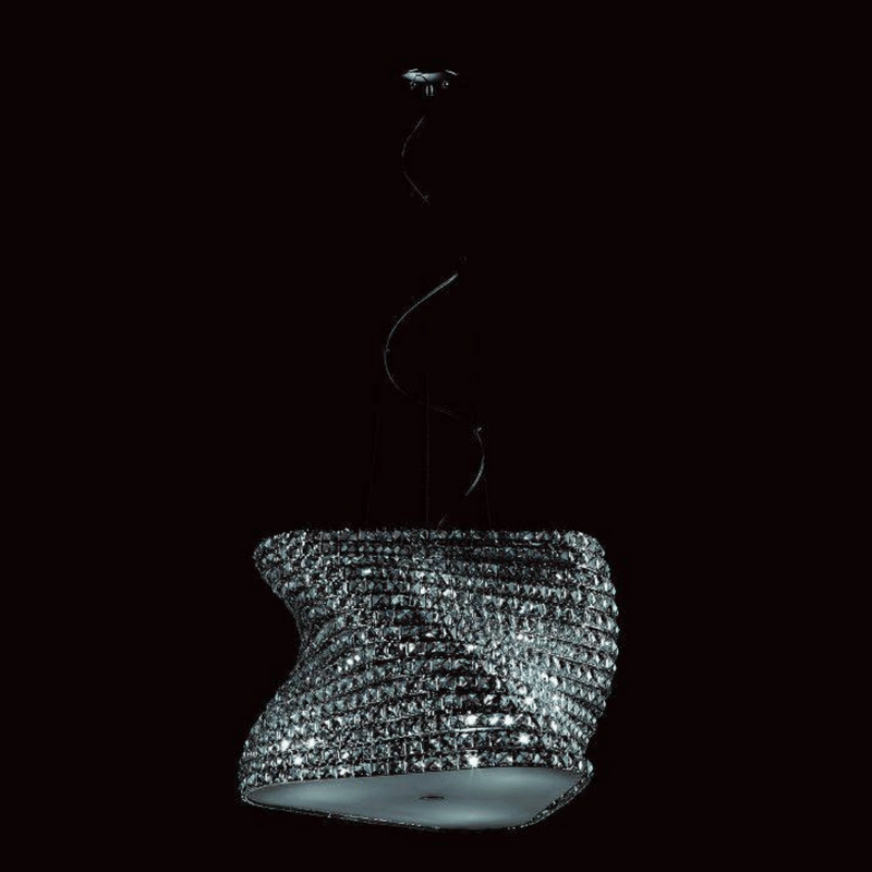 Impex Tia 6-Light Large Crystal Chandelier in chrome features stunning crystal detailing and a sleek modern finish, perfect for sophisticated interiors.