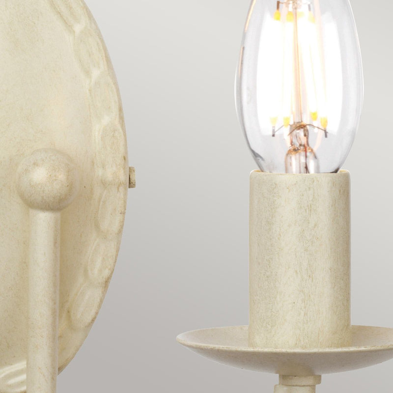 Elstead Minster 2 Light Wall Light in Ivory/Gold Patina, featuring elegant looped drape design. Dimmable and LED-compatible, perfect for classic and modern interiors.