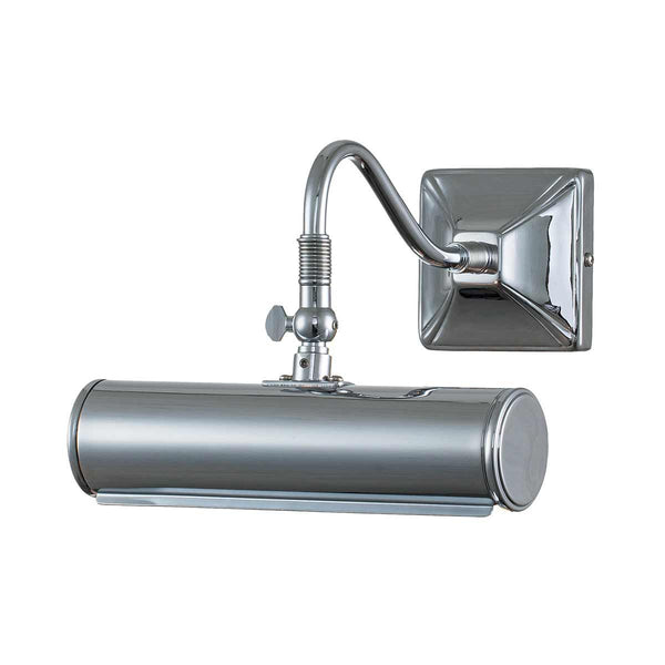 Elstead Picture Light 1 Light Small in polished chrome, designed for elegant artwork illumination. Features a sleek finish, dimmable functionality, and a durable steel build.
