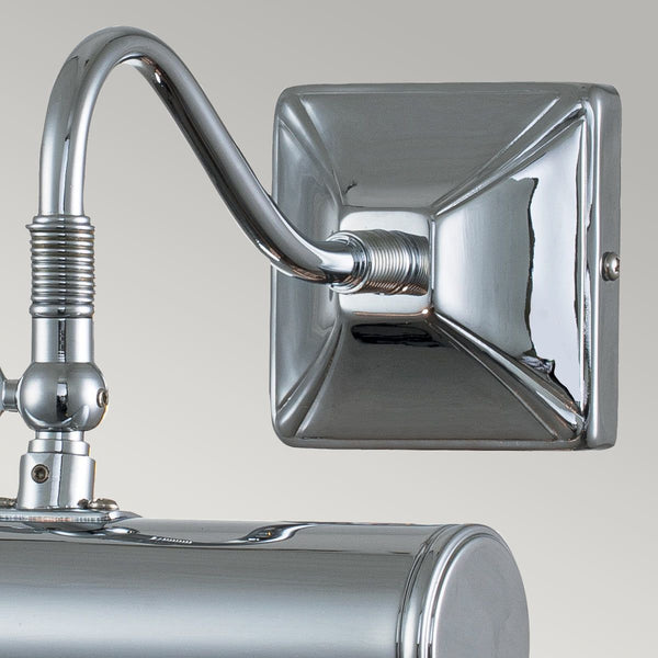 Elstead Picture Light 1 Light Small in polished chrome, designed for elegant artwork illumination. Features a sleek finish, dimmable functionality, and a durable steel build.