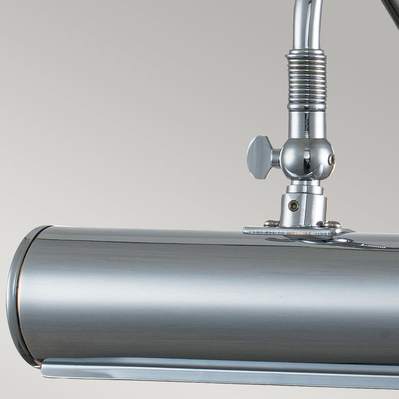 Elstead Picture Light 1 Light Small in polished chrome, designed for elegant artwork illumination. Features a sleek finish, dimmable functionality, and a durable steel build.