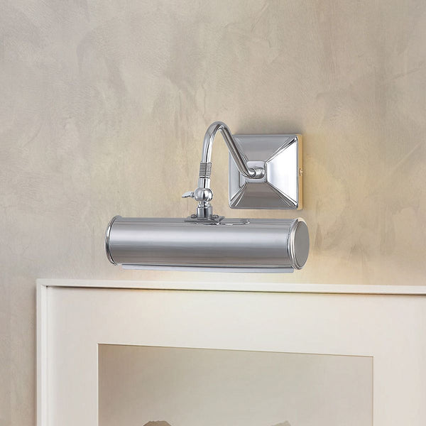 Elstead Picture Light 1 Light Small in polished chrome, designed for elegant artwork illumination. Features a sleek finish, dimmable functionality, and a durable steel build.