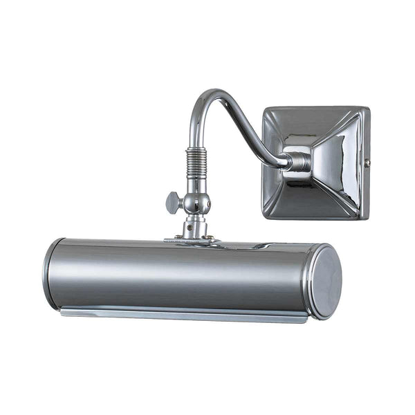 Elstead Picture Light 1 Light Small in polished chrome, designed for elegant artwork illumination. Features a sleek finish, dimmable functionality, and a durable steel build.