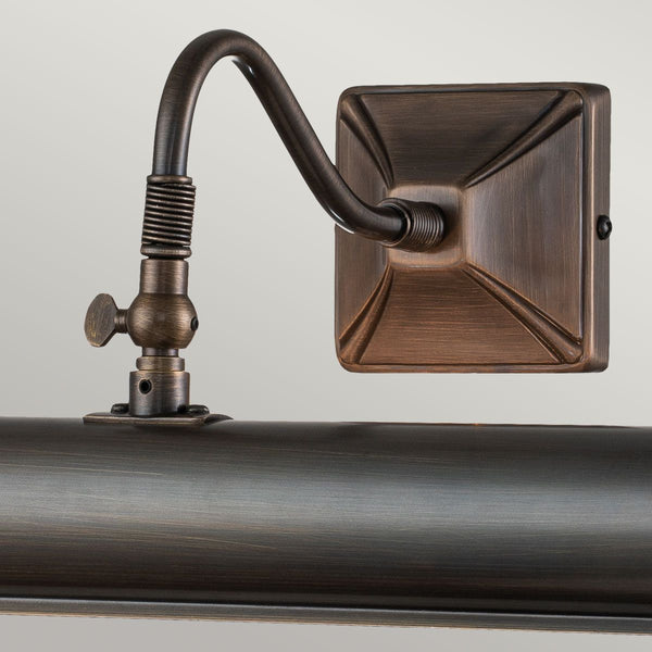 Elstead Picture Light 2 Light Large in dark bronze, designed for elegant artwork illumination. Features a rich finish, dimmable functionality, and a durable steel build.