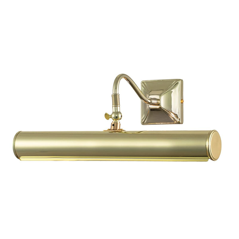Elstead Picture Light 2 Light Large in polished brass, designed for elegant artwork illumination. Features a timeless finish, dimmable functionality, and a durable steel build