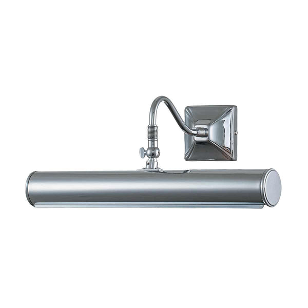 Elstead Picture Light 2 Light Large in polished chrome, designed for elegant artwork illumination. Features a modern finish, dimmable functionality, and a durable steel build.