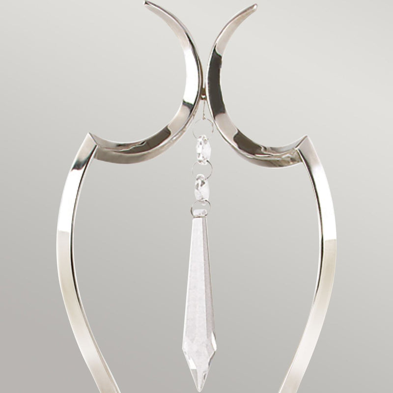 Elstead Pimlico 2 Light Wall Light in polished nickel, featuring a sleek finish, elegant cut-glass sconces, and a high-quality brass and crystal build for a timeless look.