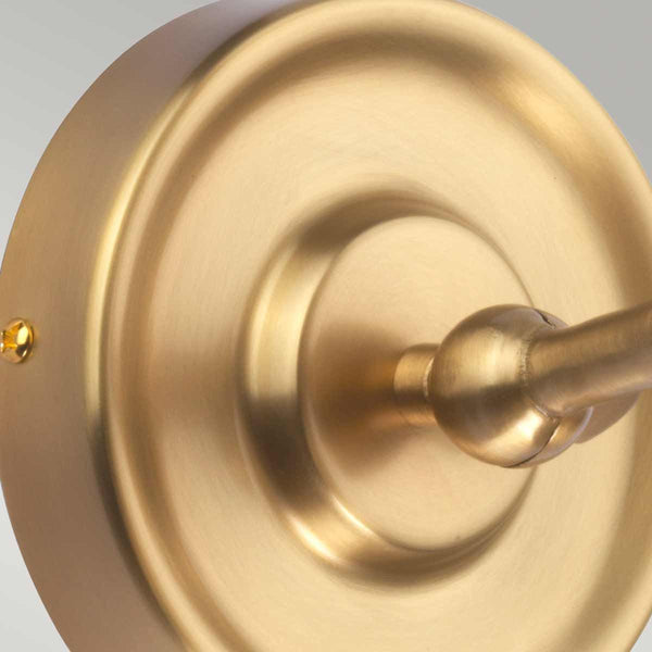 Elstead Provence 1 Light Wall Light in aged brass, inspired by mid-1900s French designs. Features an adjustable knuckle for directional lighting, vintage aesthetics, and durable steel construction.