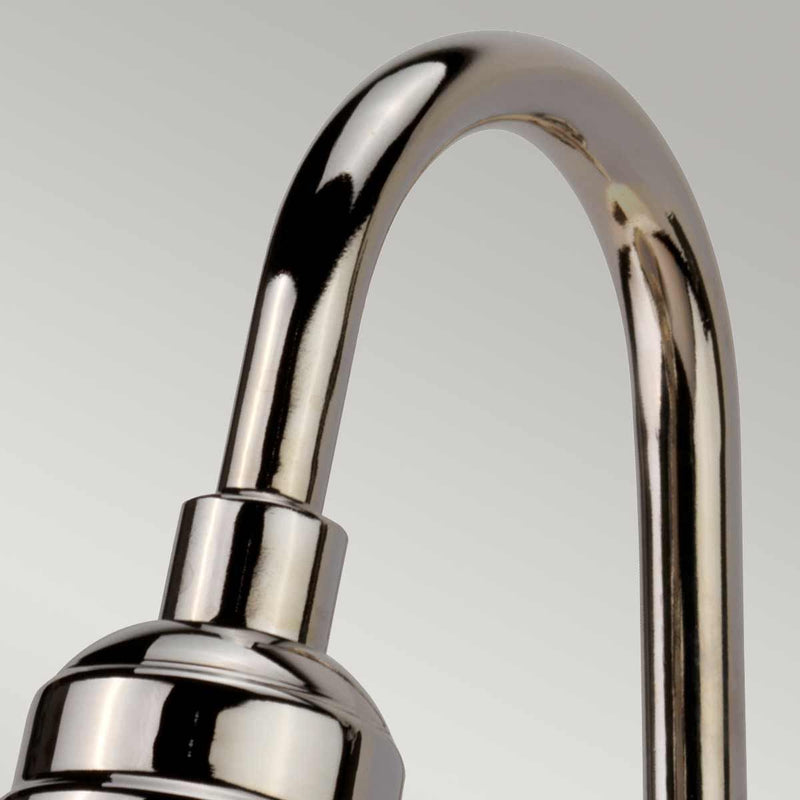 Elstead Provence 1 Light Wall Light in polished nickel, inspired by mid-1900s French designs. Features an adjustable knuckle for directional lighting, elegant aesthetics, and durable steel construction.