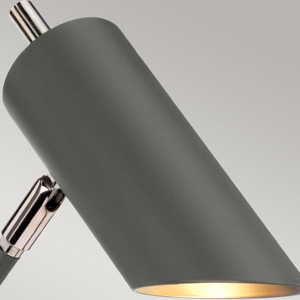 Elstead Quinto 1 Light Wall Light in dark grey and polished nickel, featuring a modern task-style design with a two-tone finish. Perfect for contemporary interiors with dimmable functionality.