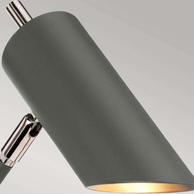 Elstead Quinto 1 Light Wall Light in dark grey and polished nickel, featuring a modern task-style design with a two-tone finish. Perfect for contemporary interiors with dimmable functionality.