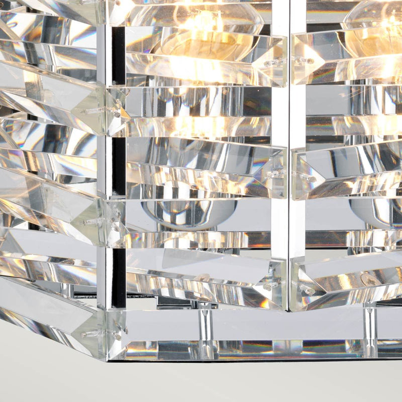 Elstead Shoal 2 Light Wall Light in polished nickel with interwoven K9 cut glass crystals, offering a glamorous and sophisticated lighting solution.