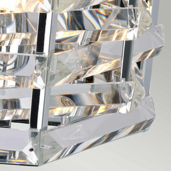 Elstead Shoal 2 Light Wall Light in polished nickel with interwoven K9 cut glass crystals, offering a glamorous and sophisticated lighting solution.