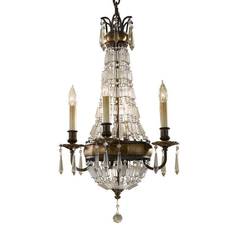 Elstead Bellini 4-Light Crystal Chandelier in British Bronze & Quartz – A classic chandelier featuring quartz crystal accents and a rich bronze finish. With four lights, adjustable height, and dimmable functionality, this luxurious fixture is perfect for dining rooms, living spaces, and elegant interiors. Uses 4 x E14 bulbs (not included).