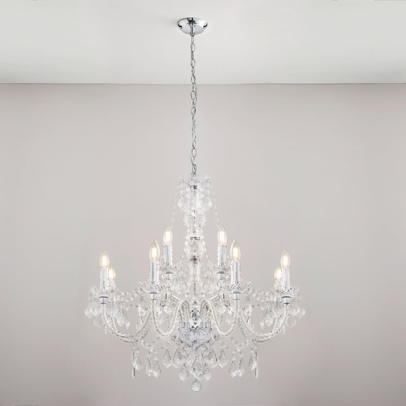 Clarence 12 Light crystal pendant chandelier by Endon Lighting product code 308-8-4CL