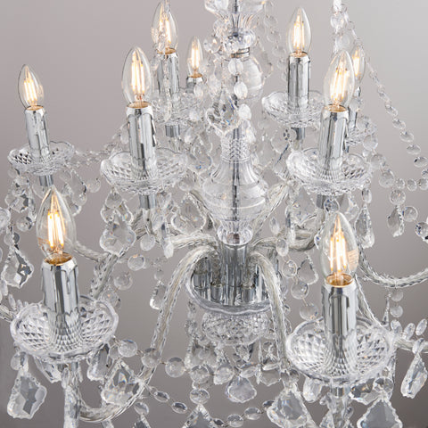 Clarence 12 Light crystal candle chandelier by Endon Lighting product code 308-8-4CL