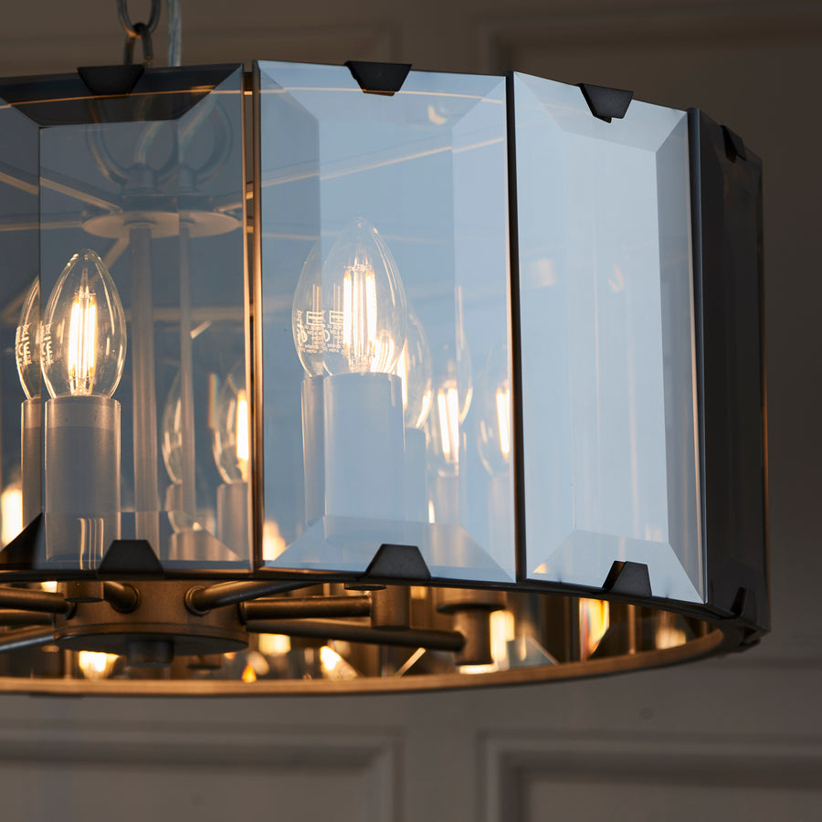 Endon lighting Clooney 8 Light Chandelier With Smoked Glass Panels