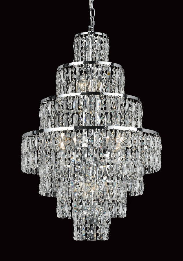 Impex CF03220-08-CH New York 8 Light Crystal Cascade Chandelier Polished Chrome