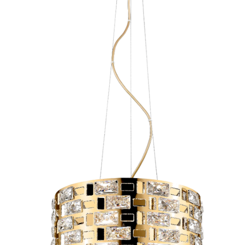 Impex Lola 5lt Pendant Light, Gold Plated & Crystal Glass CFH1811-05-G