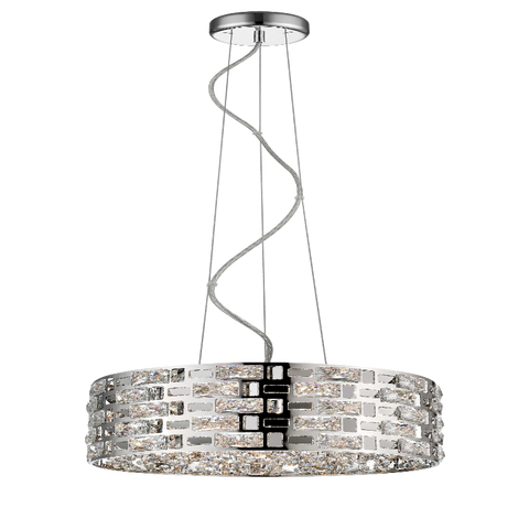 This Impex Lola chrome & crystal glass pendant light is manufactured by home lighting specialist Impex Lighting. This outstanding light fitting is part of the Lola range and is a part of our Crystal Drum Collection.